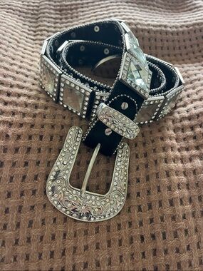 WB Atlas western clear crystal studded Texas rodeo show belt